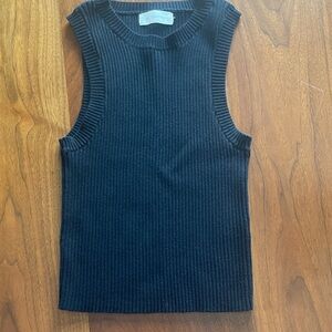 By Together Black Ribbed Knit Sleeveless Sweater